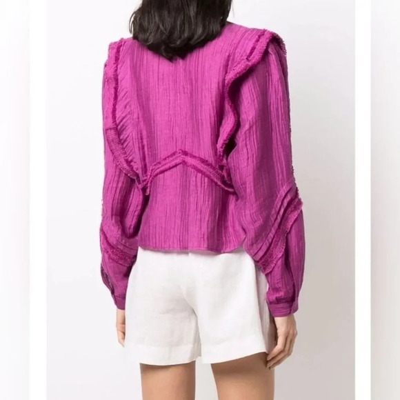 IRO Paris Camer Pleated Long Sleeve Top Size 40 / 8 - Picture 4 of 11